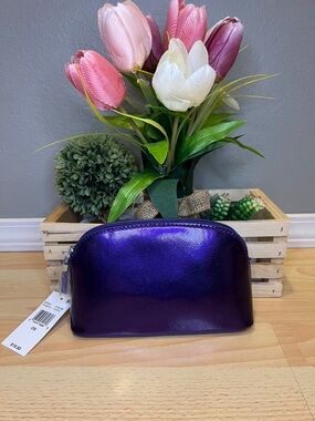Shiny purple cosmetic pouch